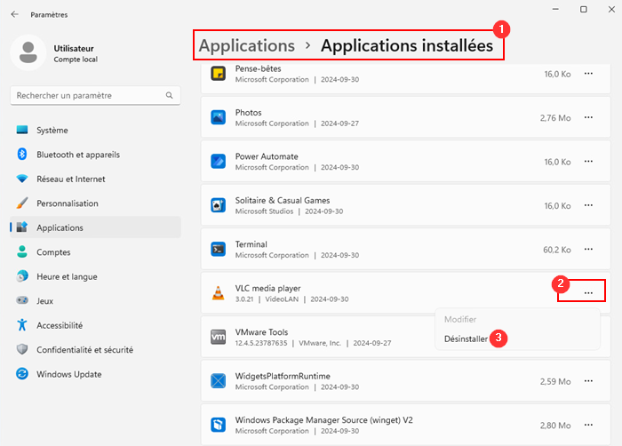 Désinstallation Param
