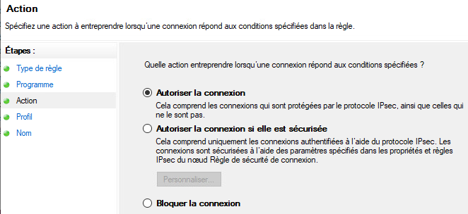 Action de la règle