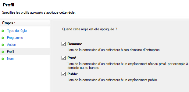 Profil de règle