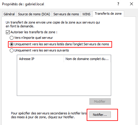 Transfert de zone